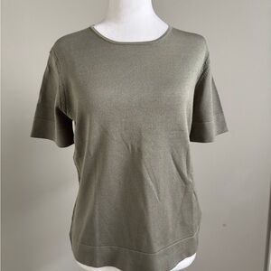 Talbots Olive Green Lightweight Short Sleeve Sweater
